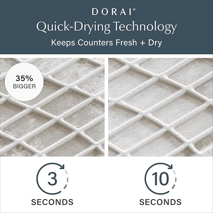 Dorai Home Collapsible Dish Drying Rack and Stone Dish Pad – Large Foldable Drying Rack with Instant - Dry Stone Mat – Space-Saving Drainer for Kitchen Counter - 24.6" x 16.5", Sand