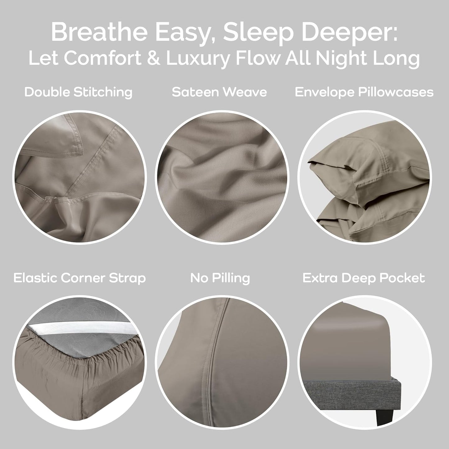 100% Viscose from Bamboo Sheets California King Size, Super Soft Bedding Set, 4PC Cooling Sheets for Hot Sleepers, Vegan Silk Moisture Wicking, Organically Grown Bedsheet, Sand - 72" x 84"