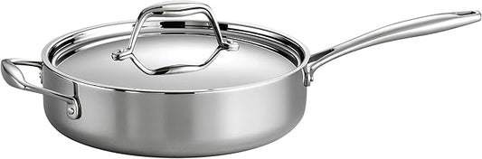 Tramontina Signature Tri-Ply Clad Stainless Steel 3-Quart Saute Pan with Lid, Induction-Ready Cooking Pan, Dishwasher-Safe, NSF-Certified, Made in Brazil