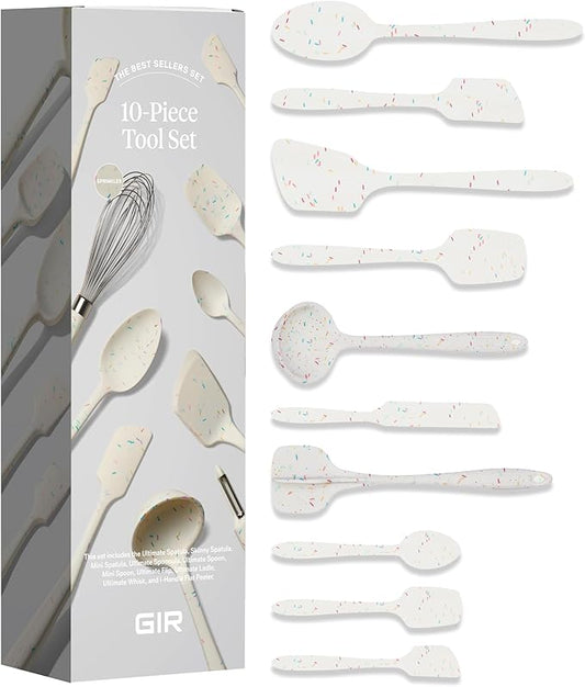 GIR: Get It Right 10-Piece Silicone Ultimate Kitchen Utensil Set – Spatulas, Ladle, Flip, Spoons, Whisk, Peeler & Spoonula – Nonstick, Non-Toxic, Heat-Resistant – Sprinkles