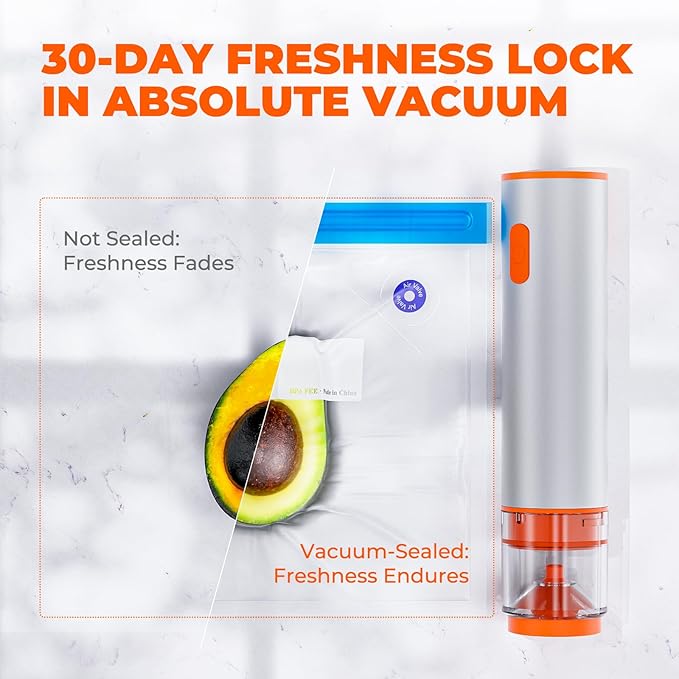 Handheld Vacuum Sealer with Multi-Purpose Use, Powerful Suction, 4 Mason Jar Lids, Aluminum Body, One-Touch Operation, Kitchen Essentials for Sports Balls, Gray