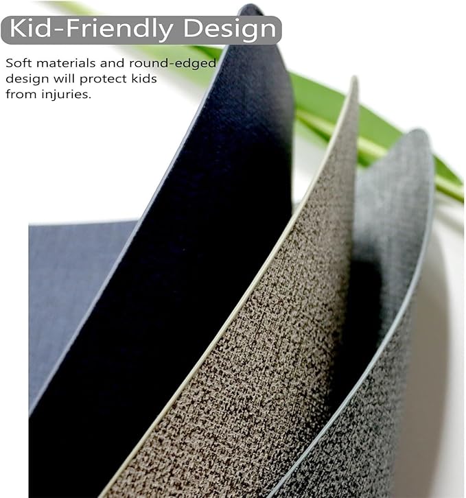 Wedge Reversible Placemats Set of 6, Faux Leather Heat Resistant Washable Dining Table Place Mats