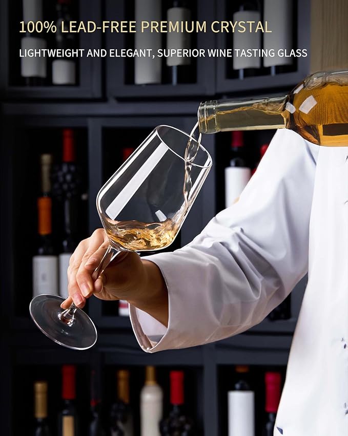 JBHO 17 oz Lead-Free Wine Glasses Set of 6, Hand Blown Durable Crystal Wine Glasses for Daily Use and Hosting Guests, Thin Rim for Serving Red and White Wine, Gift packing for any occasion