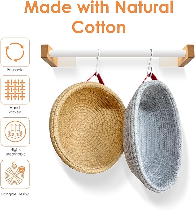 Banneton Bread Proofing Basket, Oval And Round Sourdough Proofing Baskets, Cotton Rope Bowls, Sourdough Baking Supplies Set with Liners Covers