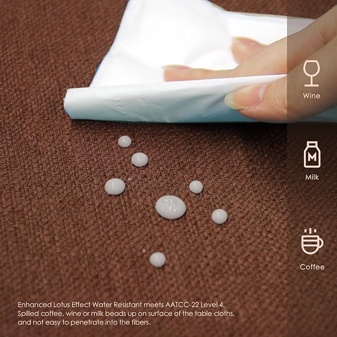 BALCONY & FALCON Square Tablecloth Washable Wrinkle Resistant and Water Proof Small Table Cloth Decorative Linen Fabric Tablecloth for Dining Parties Kitchen Wedding and Outdoor Use (Brown, 47x47)