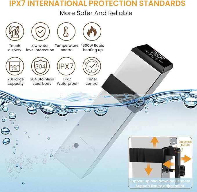 Commercial Sous Vide Machine for Restaurant, 1500W Sous Vide Cooker, 360° Immersion Circulator, 15dB Ultra-Quiet, IPX7 Waterproof, Powerful Pump Design, Accurate Temperature Control