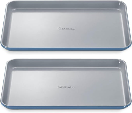 Caraway Non-Stick Ceramic Medium Baking Sheet - Naturally Slick Ceramic Coating - Non-Toxic, PTFE & PFOA Free - Perfect for Baking, Roasting, and More - Medium (15" x 10") - Slate
