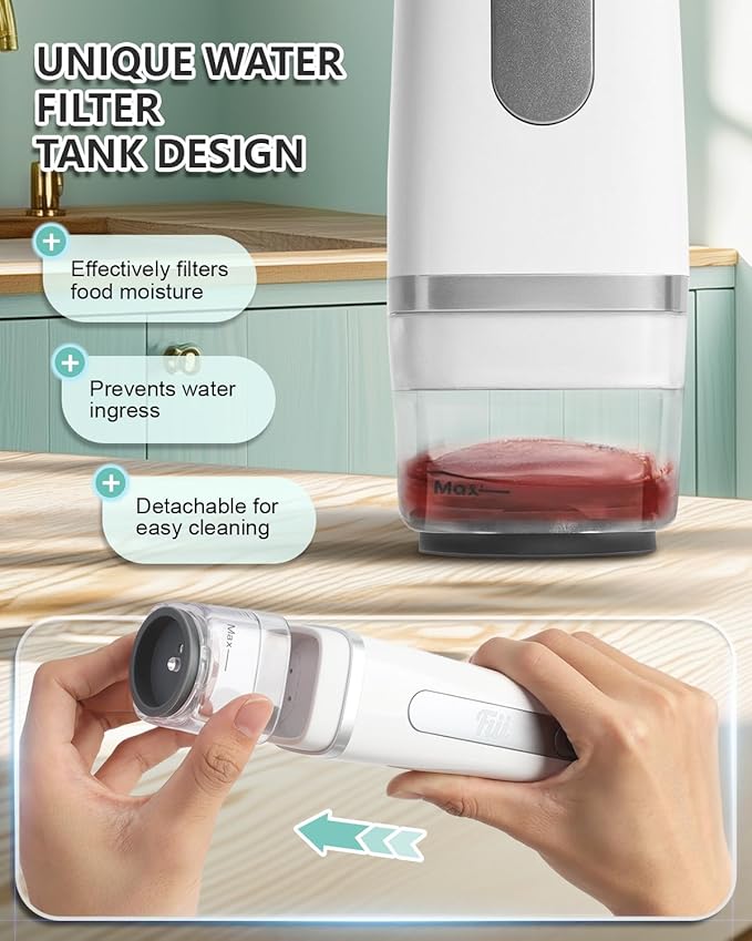 Fiii Portable Vacuum Sealer for Food, Compact Vacuum Sealer with Visible Water Tank, 30 Reusable Vacuum Bags, Handheld Sealer Machine, Pure White