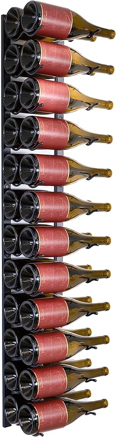 Premium Wall Mounted Metal Wine Rack - 24 Wine Bottles Holder - Modern Wine Rack, Matte Black - Space Saving for Home, Kitchen, Bar - Designed in Canada by Wine Enthusiasts