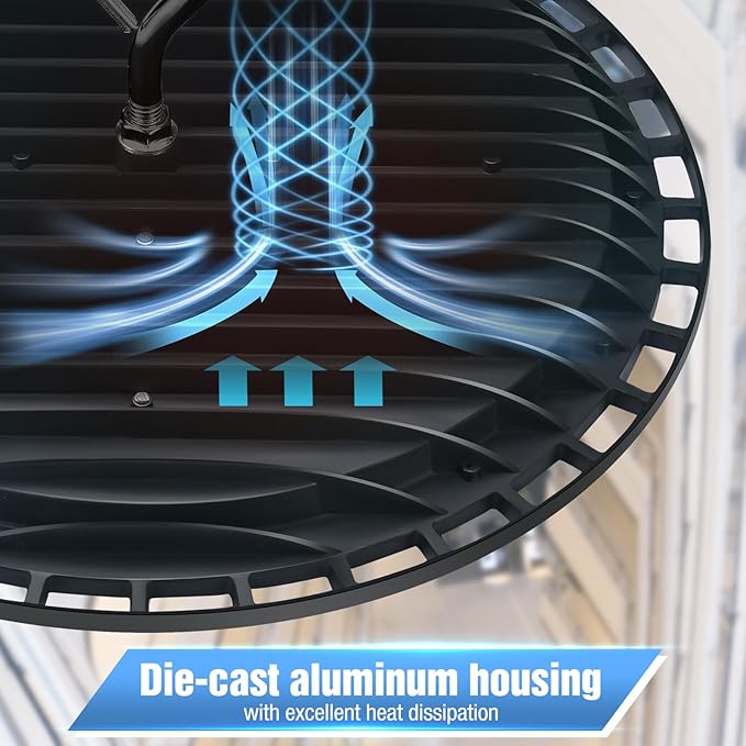 12 Pack 300W UFO Led High Bay Light Fixture,120V,5000K Daylight Commercial Shop Bay Lighting,45000LM,[1300W MH/HPS Equiv.] US Plug Area Lighting for Warehouse/Barn/Gym/Factory/Workshop/Garage