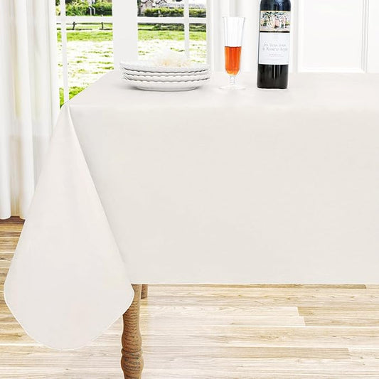 homing Rectangle Vinyl Tablecloth, Waterproof Spillproof Plastic Flannel Backed Table Cloth, Wipe Clean Table Cover for Dining, Buffet Parties and Camping (Beige, 52" x 70")