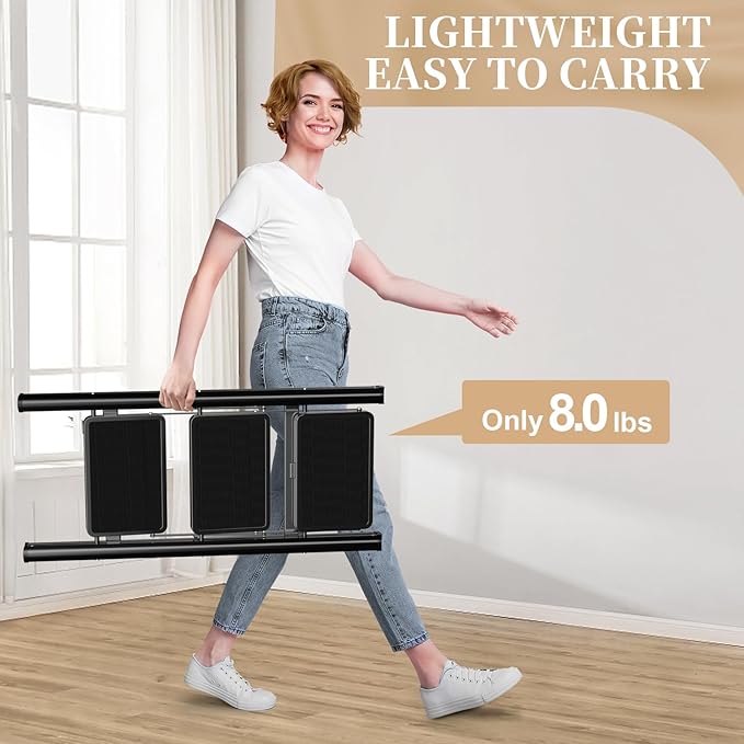 HBTower Step Ladder, Folding Step Stool, Portable Sturdy Steel Ladder Stool for Adults with Anti-Slip Wide Pedals Home Outdoor Kitchen, Black