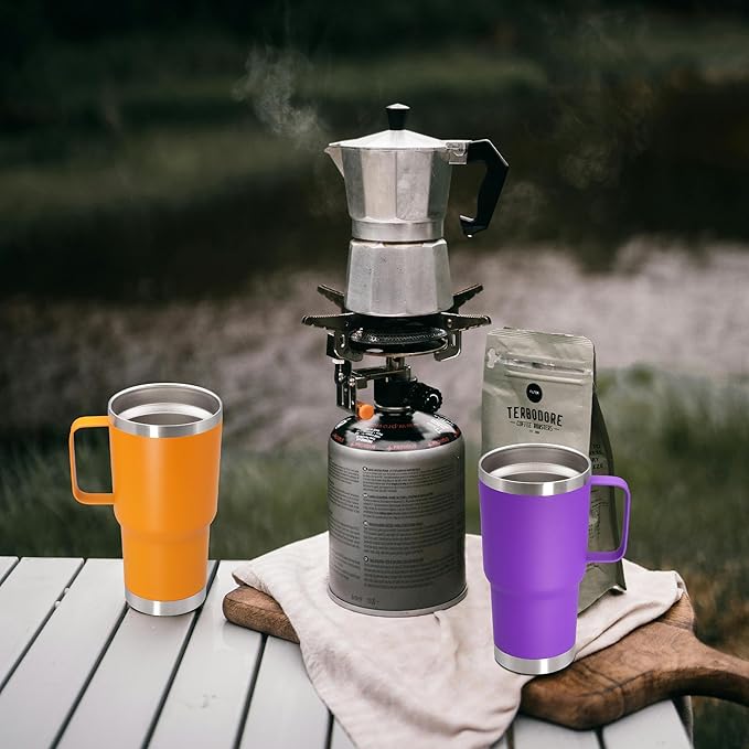 20 oz Tumbler with Handle and Lid, Stainless Steel Tumbler Insulated Travel Coffee Mug, Spill Proof Double Wall Vacuum Tumbler Cup Keep Drink Hot & Cold,Orange, 12 Pack