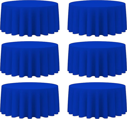 BRILLMAX 6 Pack Royal Blue Round Tablecloths 132 Inch - Circle Bulk Linen Polyester Fabric Washable Table Cloth Cover for Wedding Reception Banquet Birthday Party Buffet Restaurant
