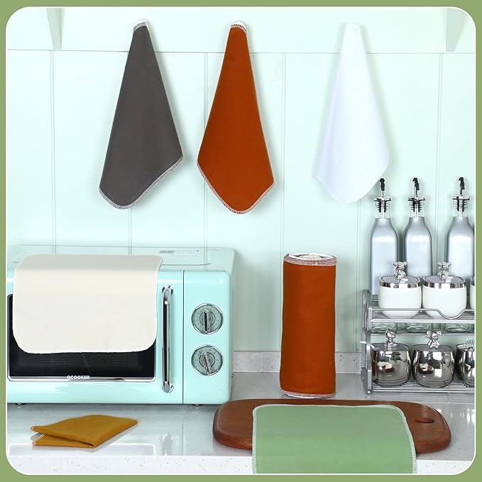 36 Pack Reusable Cleaning Cloths Washable Cotton Kitchen Dish Towels for Home Christmas Party Supplies Bulk, 9.84x11.81in (Earth Tone)