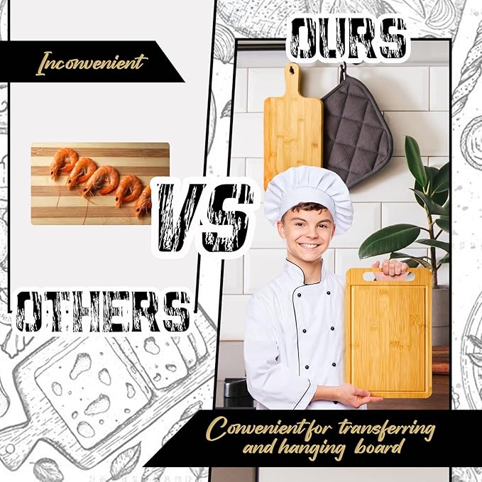 Nuenen 40 Pcs Bulk Wood Cutting Board with Handle 12 x 7.8 Inch Acacia Bamboo Wooden Kitchen Serving Chopping Boards for Pizza, Bread, Charcuterie, Fruit, Vegetables (Bamboo)