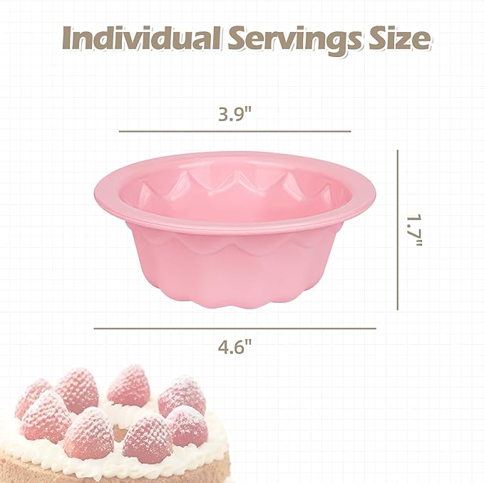 Mini Fluted Tube Cake Pan, 4 inch Small Cake Molds for Baking(6Pcs) with Flower Shape for Jello, Cake, Cupcakes and Bread