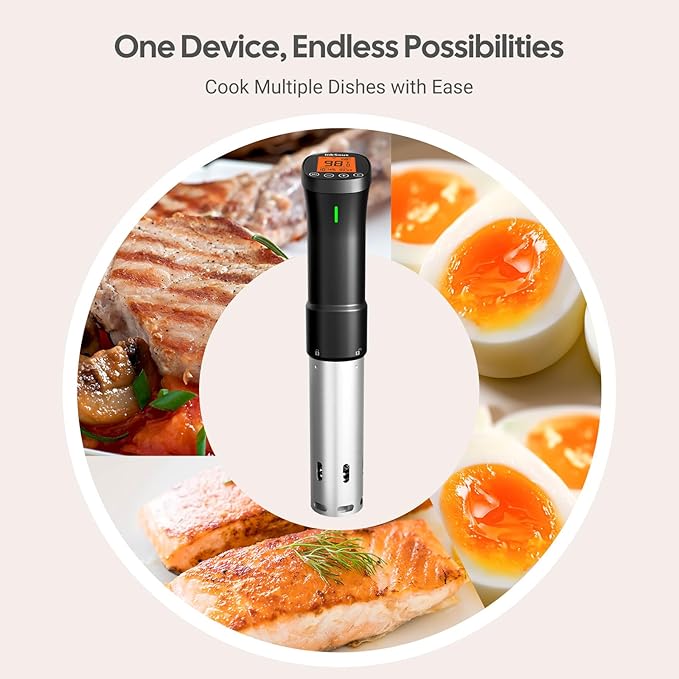 WIFI 2.4G Sous Vide Cooker 1000W Immersion Circulator with APP 14 Recipes,Alarm,Calibration & Timer, 3D Water Fast Heating Ultra-Quiet Sous Vide Machine