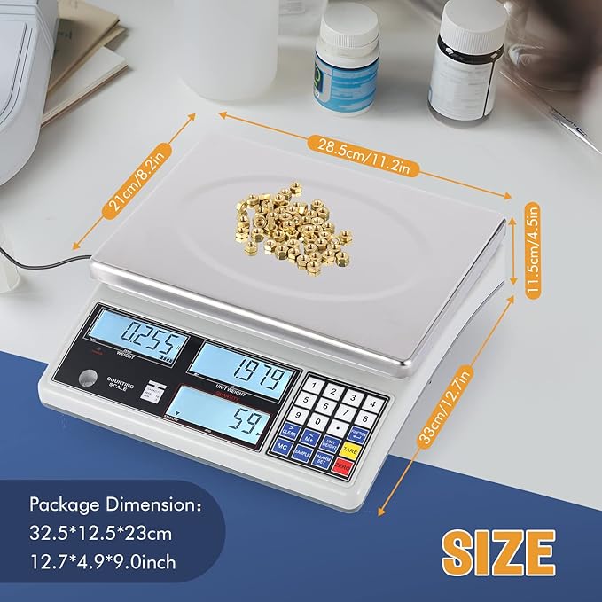 Bonvoisin Industrial Digital Scale for Parts & Coins (10kg/22lb, 0.1g) - Electronic Inventory Counting Scale