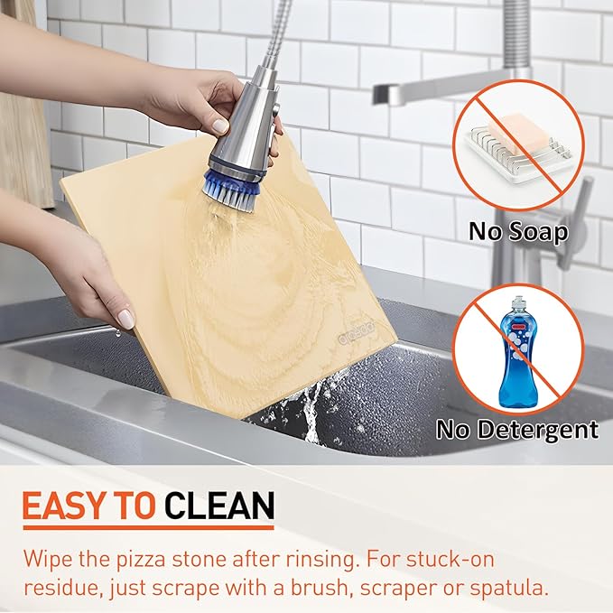 Pizza Stone For Oven and Grill 13 Inch, Baking Stone For Bread Thermal Shock Resistant BBQ Grilling Square Pizza Pan Cordierite Cooking Pan with PE Scraper