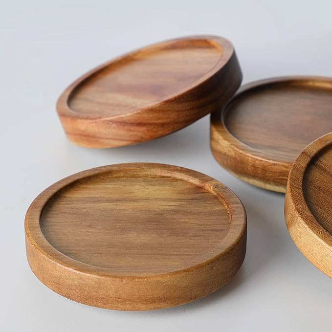 Glass Storage Containers Set of 4, 15 FL OZ High Borosilicate Glass Jars Kitchen Food Canisters with Acacia Wood Lids for Coffee Beans/Sugar/Tea/Nuts