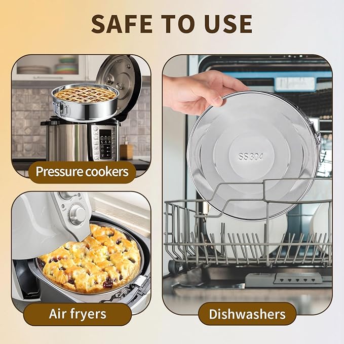 9 Inch Springform Pan - 304 Stainless Steel Nonstick Springform Cake Pan with Removable Bottom, 10 Inch Silicone Leakproof Cheesecake Pan Protector with Parchment Paper