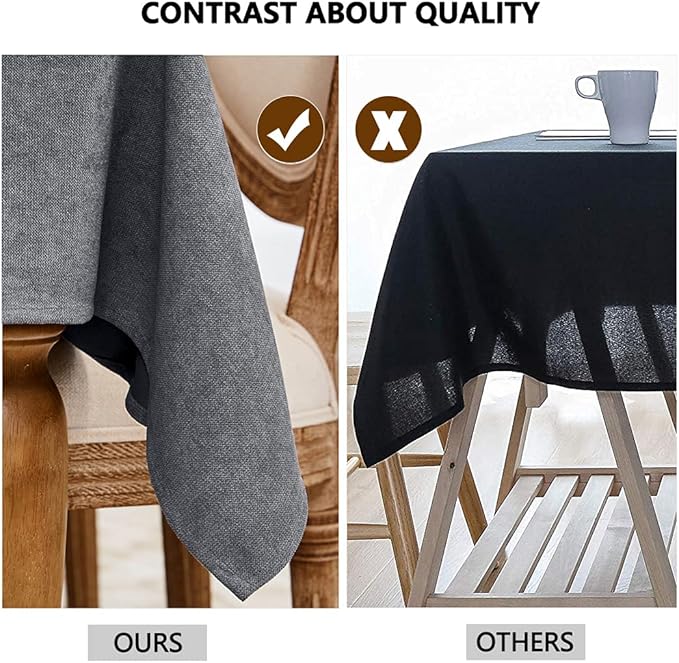 Table Cloth Rectangle Table Cover 57x85 Inches Soft-Brushed Finish Wrinkle Free and Waterproof Gray Rectangle Tablecloth for Kitchen Party Buffet Wedding