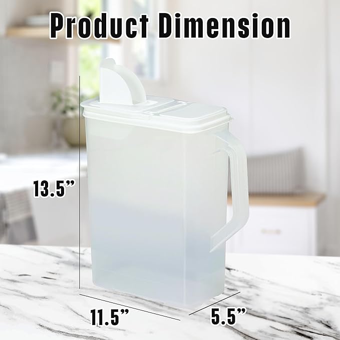 Buddeez Bulk Food Storage Container - 8 Quart All Purpose Clear & Large Pantry and Kitchen Organization and Storage - Cereal, Flour, Sugar, Rice Dispenser, EZ Grip Handle, EZ Pour Spout (White Lid)