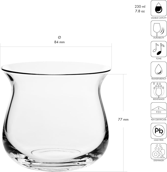 Krosno Spirit Tasting Glasses, Set of 2, 7.78 Fl Oz, Mixology Collection, Gift Idea, Snifter Glasses, Dishwasher Safe, Made in Europe