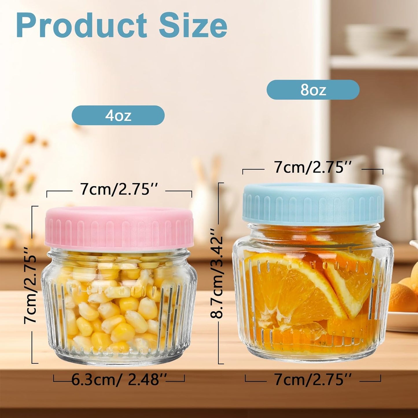 Cehomi 8 oz Mason Jars 6 Pack, 240 ml Glass Canning Jars with Regular Mouth Lids, Small Glass Storage Containers for Jelly, Jam, Honey, Pickles, Spice, Overnight Oats