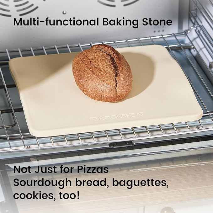 Pizza Stone, 12"x11" Rectangular Pizza Stones for Oven Grill BBQ, Cordierite Baking Stone for Pizza Bread Pie with Unique 2 Handles Design