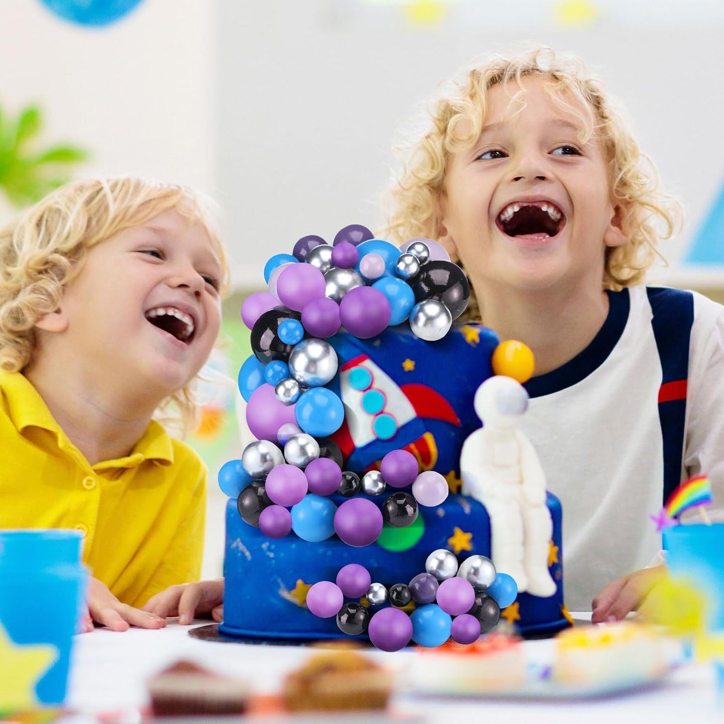 108 Pcs Balls Cake Topper DIY Cupcake Insert Foam Balloons for Cake Baking Wedding Anniversary Birthday Decoration(Elegant Colors,Multi Sizes)