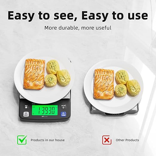 Polit KPT Digital Kitchen Scale – 0.5g Precision 13lb/6kg Food Scale with Stainless Steel Tray, Dual Power and Counting Mode for Cooking, Baking, Meal Prep and Seed or Hardware Uses