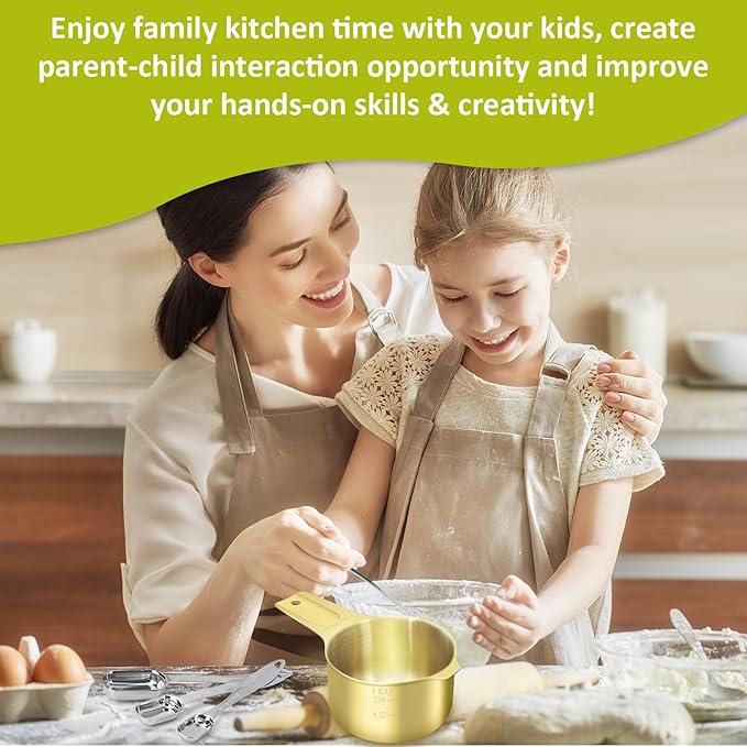 1/8 Cup (30 ml | 1 oz | 30 cc) Stainless Steel Measuring Cup, Metal Measuring Cup for Cooking & Baking(Gold)