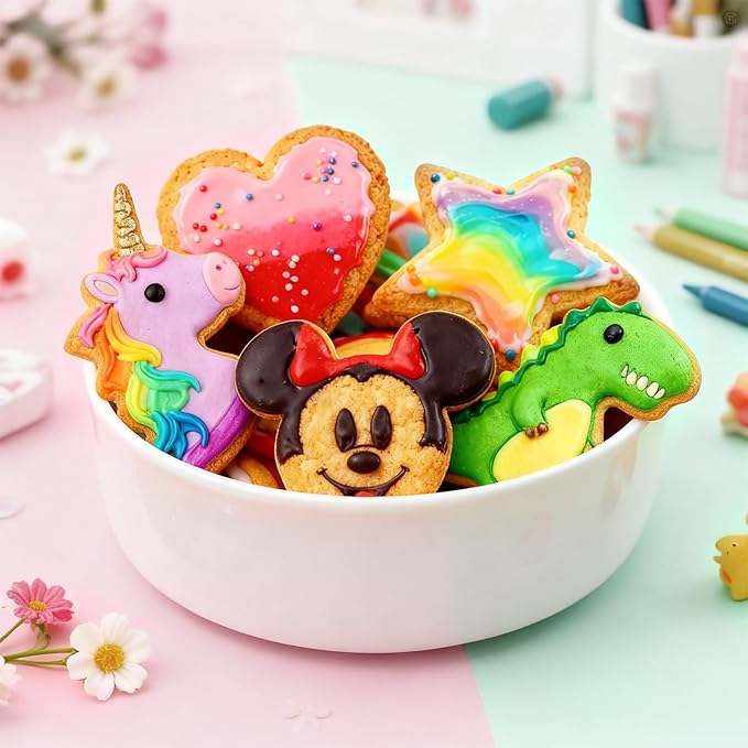 Stainless Steel Cookie Cutters, Mickey Unicorn Dinosaur Heart Star Cookie Cutters, Metal Biscuit Cutter Molds for Baking or Valentine's Day Christmas Holiday Party Decorations