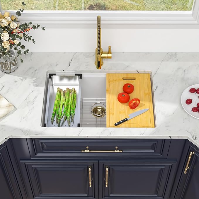 Kichae White Undermount Kitchen Sink 28 inch Granite Composite - 28 x 19 White Kitchen Sink Quartz Workstation Sinks