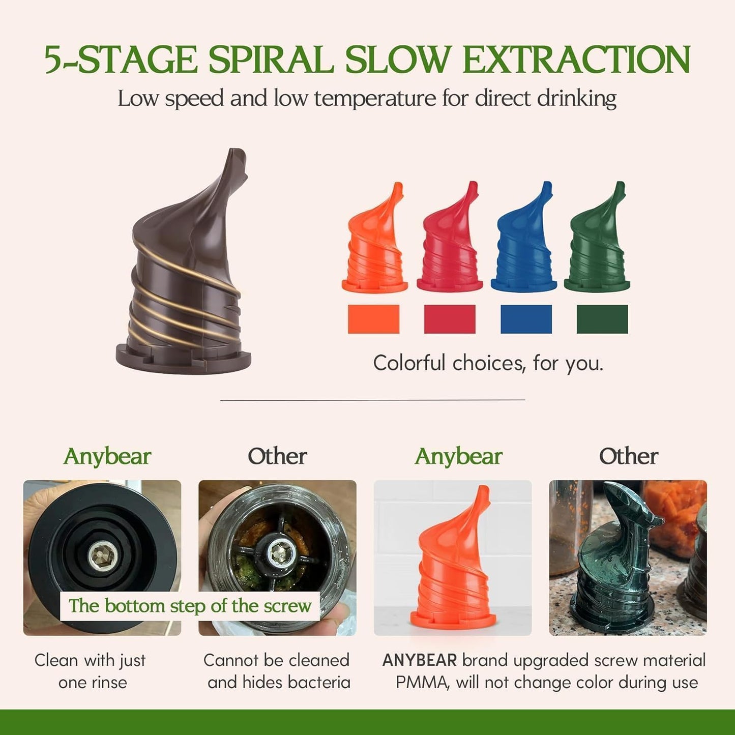 Cold Press Juicer, 200W Masticating Slow Juicer 4.3" Large Feed Chute Fit Whole Fruits Vegetables | Upgraded Auger | Tritan Material | BPA Free | Juice Recipes (Silver)