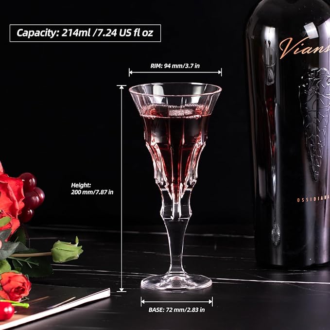 KAMMAK Wine Glasses Set of 2, 7.2 oz Hand Blown Crystal Bordeaux Wine Glasses, Thin Rim & Long Stem, Perfect for Red & White, Daily Use, Wedding Anniversary or Birthday Gift with Gift Box, Layered