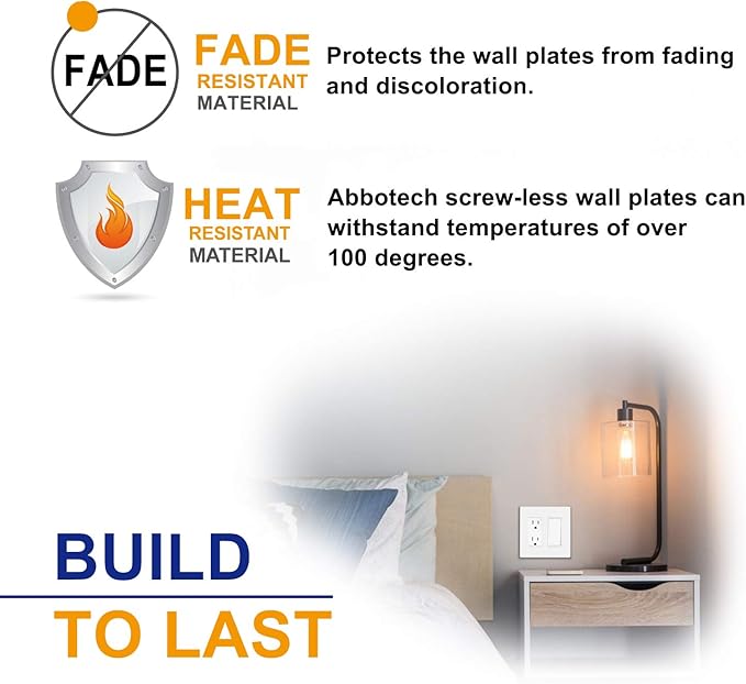 2-Gang Screwless Decorator Wall Plates, Child Safe Standard Size Outlet Cover, Unbreakable Polycarbonate Thermoplastic, Glossy White,5 Pack,UL Listed