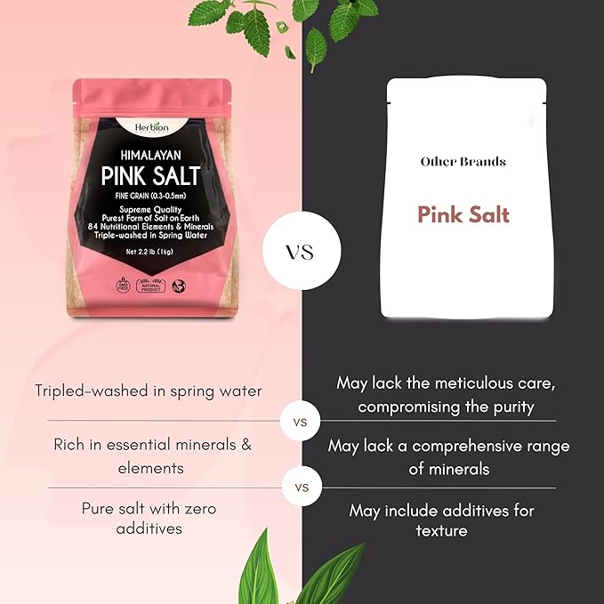 Herbion Naturals Himalayan Pink Salt Pouch Fine Grain, 100% Pure with 84 Minerals for Seasoning, Resealable, Organic, All-Natural Salt, Triple-Washed in Spring Water, Vegan, Kosher Certified, pack of 6