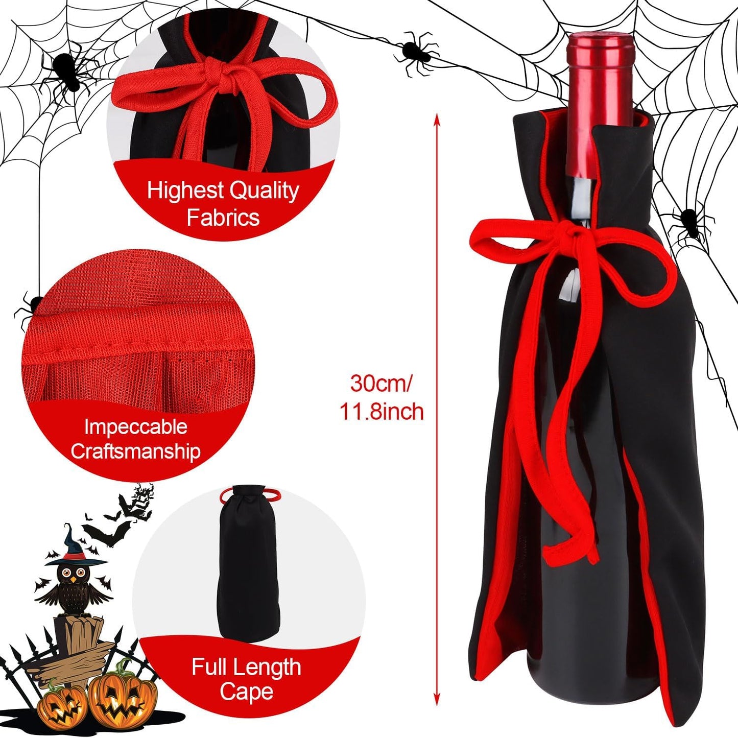 LOMIMOS Vampire Halloween Wine Bottle Cover,2pcs Dracula Halloween Wine Cover for Ghost Festival Dinner Ornament Hostess Best Party Table Decor
