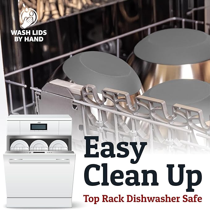 Priority Chef 6Pc Large Mixing Bowls With Lids Set with Non-Slip Bases, Stainless Steel Mixing Bowl Set, 6 Airtight Lids and 3 Graters, Grey