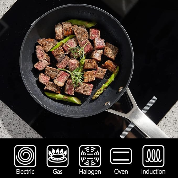 MsMk Non Stick Frying Pans, 10 Inch and 12 Inch Nonstick Frying Pan Set PFOA Free Non-Toxic, Skillet Set for Induction, Ceramic and Gas Cooktops