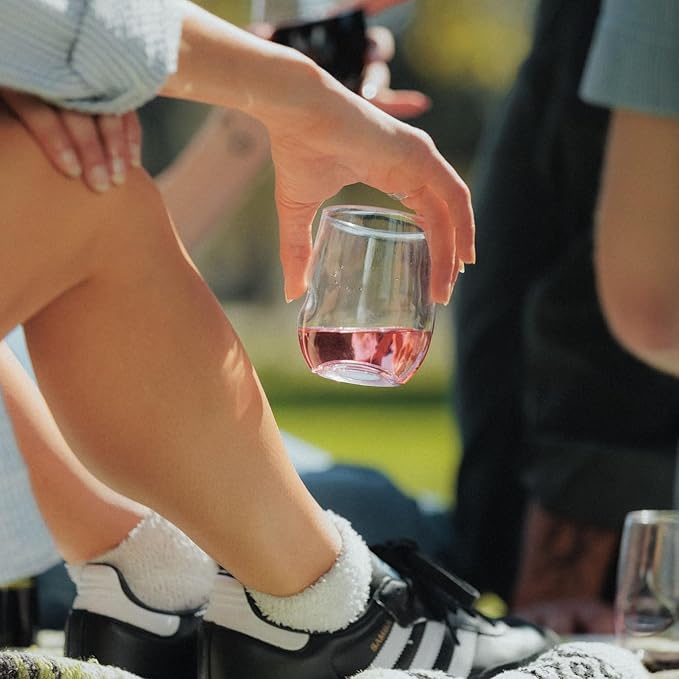 Unbreakable Stemless Wine Glass – Set of 2, 12oz, Dishwasher Safe, BPA-free Tritan, Clear Stemless White Wine Glasses, Shatterproof for Indoor, Outdoor, Everyday Use. Reusable, Made in the USA