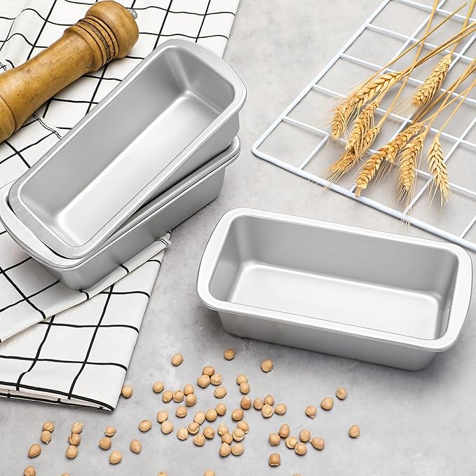 Patelai 4 Pack Small Loaf Pans for Baking Bread Non Stick Bread Pan Rectangle Baking Tray Toast Mold (Silver,7.2 x 3.7 Inch)