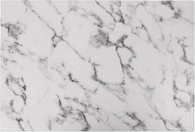 Marble Faux Leather PU Placemats, Set of 8, Easy to Clean, Heat & Stain Resistant for Conference Table,Dining Home Office Decor