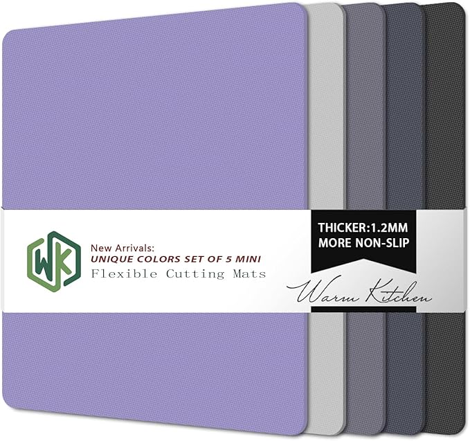 WK Small Flexible Plastic Cutting Boards for Kitchen Set of 5, Non Slip Cutting Mats for Meat, Mini Cutting Board Mats, BPA Free, Dishwasher Safe, 7.3x11.5"