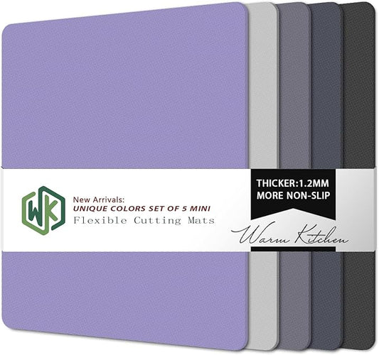 WK Small Flexible Plastic Cutting Boards for Kitchen Set of 5, Non Slip Cutting Mats for Meat, Mini Cutting Board Mats, BPA Free, Dishwasher Safe, 7.3x11.5"