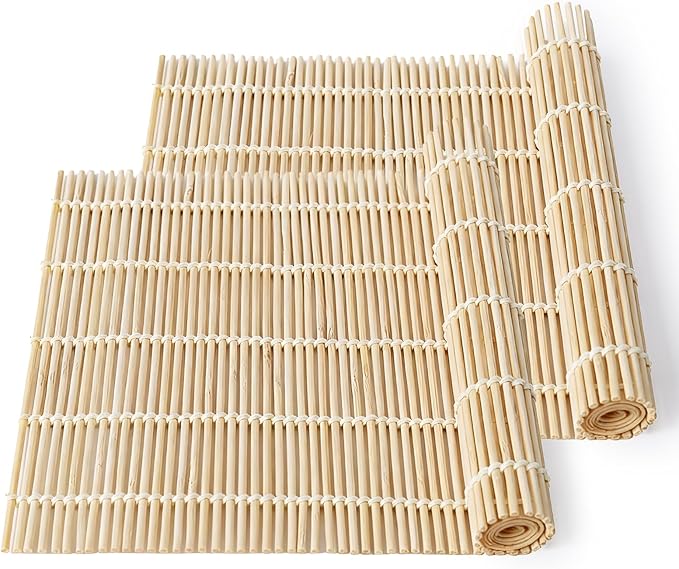 2PCS Bamboo Sushi Rolling Mat, White Sushi roll maker, Sushi making kit, Bamboo Sushi Rolling Mat