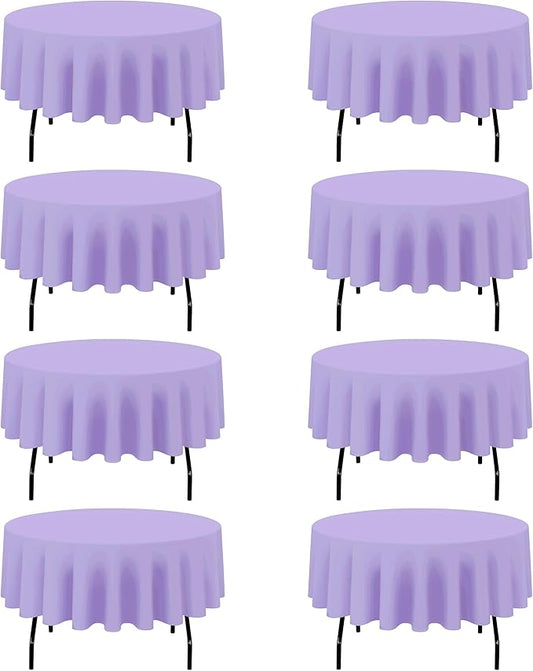 BRILLMAX 8 Pack Lavender Round Tablecloths 90 Inch - Circle Bulk Linen Polyester Fabric Washable Table Cloth Cover for Wedding Reception Banquet Birthday Party Buffet Restaurant